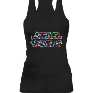 Star Wars Christmas Lights Logo T Shirt CAWT black front.jpg