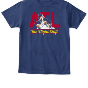 ALT THE NIGHT SHIFT SHIRT Atlanta Braves 2021 World Series Champions Tyler Matzek, A.J. Minter, Luke Jackson and Will Smith APKT navy front.jpg