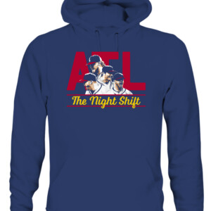 ALT THE NIGHT SHIFT SHIRT Atlanta Braves 2021 World Series Champions Tyler Matzek, A.J. Minter, Luke Jackson and Will Smith CAUH navy front.jpg