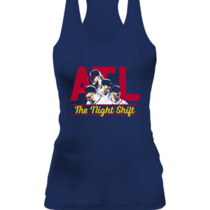 ALT THE NIGHT SHIFT SHIRT Atlanta Braves 2021 World Series Champions Tyler Matzek, A.J. Minter, Luke Jackson and Will Smith CAWT navy front.jpg