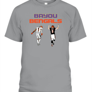 BAYOU B SHIRT BAYOU BENGALS Ja'Marr Chase Joe Burrow Cincinnati Bengals CAPT sport grey front.jpg