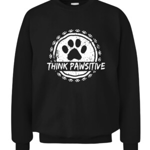 Dog Paw print Pawsitive Pet lover T Shirt CACS black front.jpg