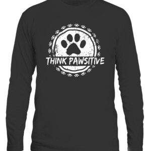 Dog Paw print Pawsitive Pet lover T Shirt CALS black front.jpg