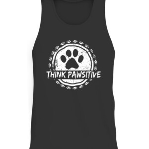 Dog Paw print Pawsitive Pet lover T Shirt CATT black front.jpg