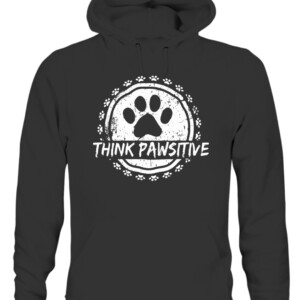 Dog Paw print Pawsitive Pet lover T Shirt CAUH black front.jpg