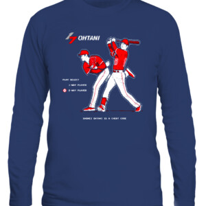 Ohtani Is A Cheat Code T Shirt Shohei Ohtani Los Angeles Angels CALS navy front.jpg
