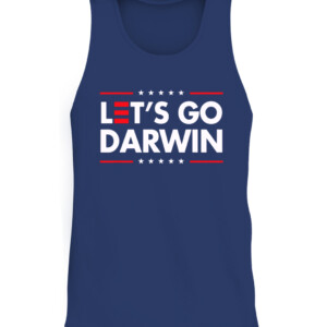 Funny Let's Go Darwin shirt Charles Darwin quote T Shirt CATT navy front.jpg