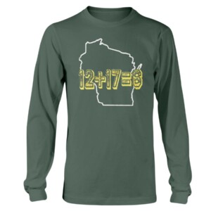 12+17=6 WISCO MATH T SHIRT Green Bay Packers Aaron Rodgers Davante Adams Kurt Benkert 2021 NFC North Division Champions Longsleeve