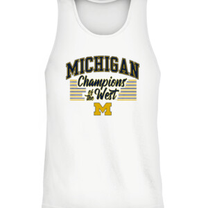 MICHIGAN CHAMPIONS OF THE WEST SHIRT Michigan Wolverines CATT white front.jpg