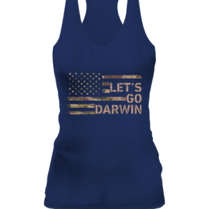 Let’s Go Darwin American Flag Camo Women Men Lets Go Darwin T Shirt CAWT navy front.jpg
