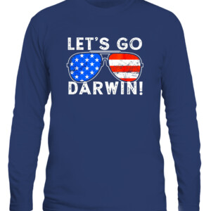 Aviator Sunglasses American Flag Let’s Go Darwin T Shirt CALS navy front.jpg