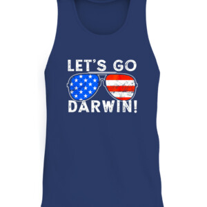Aviator Sunglasses American Flag Let’s Go Darwin T Shirt CATT navy front.jpg