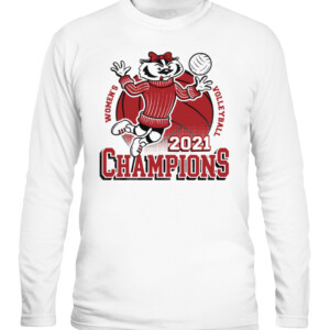 WISCO VB CHAMPIONS SHIRT Wisconsin Badgers #bumpsetspike CALS white front.jpg