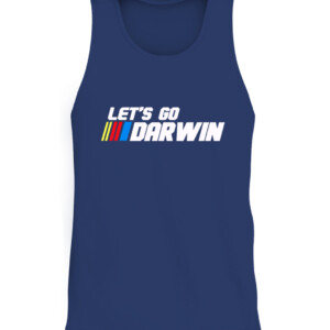 Lets Go Darwin Funny Sarcastic Women Men Let’s Go Darwin T Shirt CATT navy front.jpg