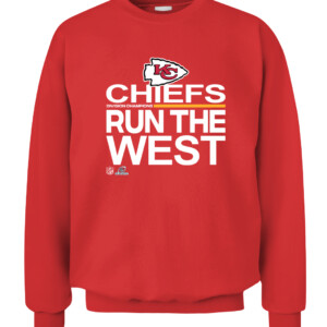 CHIEFS RUN THE WEST SHIRT 2021 AFC West Division Champions Kansas City Chiefs CACS red front.jpg