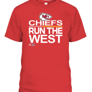 CHIEFS RUN THE WEST SHIRT 2021 AFC West Division Champions Kansas City Chiefs CAPT red front.jpg