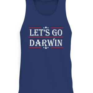 Let's Go Darwin Sarcastic Saying USA Flag Lets Go Darwin T Shirt CATT navy front.jpg