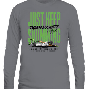 Just Keep Swimming Shirt Tyler Lockett Seattle Seahawks CALS graphite heather front.jpg