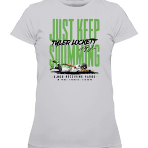 Just Keep Swimming Shirt Tyler Lockett Seattle Seahawks CAWTS heather grey front.jpg