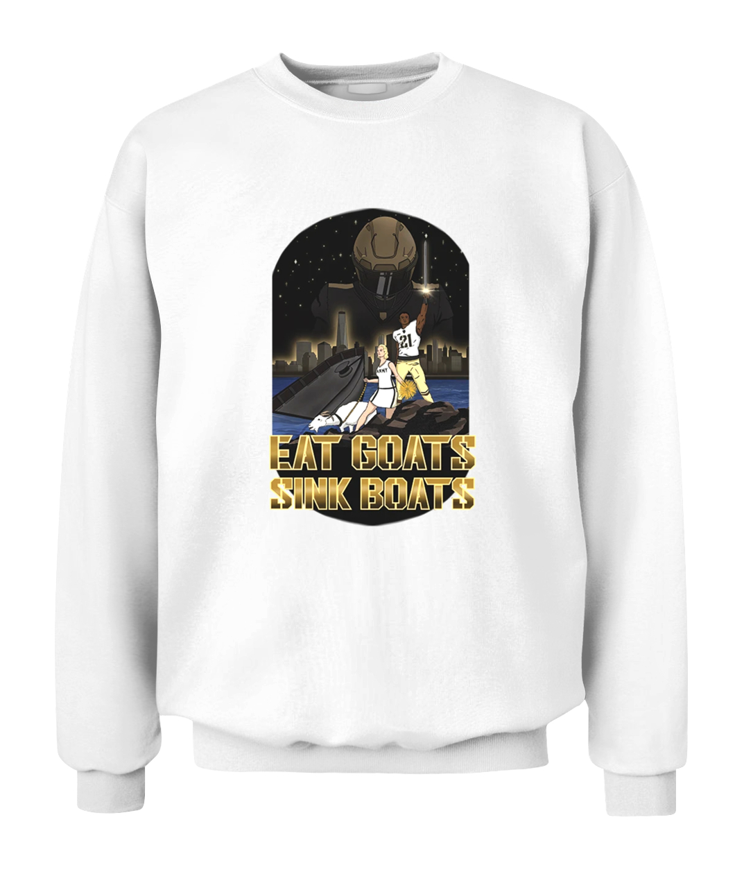 EAT GOATS - SINK BOATS SHIRT Army Black Knights-CACS-white-front.jpg EAT GOATS SINK BOATS SHIRT Army Black Knights CACS white front.jpg