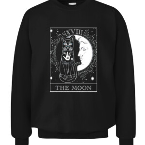 Moon Tarot Card and Cat Occult Graphic T Shirt CACS black front.jpg