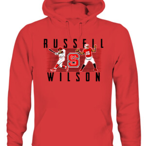 RUSSELL WILSON FOOTBALL AND BASEBALL SHIRT Russell Wilson Seattle Seahawks NC State Wolfpack CAUH red front.jpg