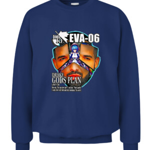 Drake Evangelion Shirt Drake Eva 06 Drake Gods Plan CACS navy front.jpg