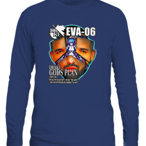 Drake Evangelion Shirt Drake Eva 06 Drake Gods Plan CALS navy front.jpg
