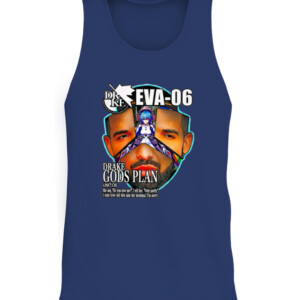 Drake Evangelion Shirt Drake Eva 06 Drake Gods Plan CATT navy front.jpg