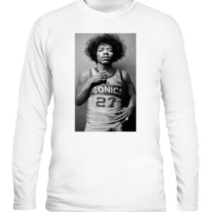 Jimi Hendrix x Seattle SuperSonics Shirt Klay Thompson Jimi Hendrix Shirt Golden State Warriors CALS white front.jpg