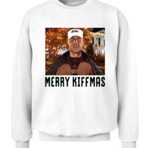 MERRY KIFFMAS SHIRT Lane Kiffin Ole Miss National Lampoon's Christmas Vacation Chevy Chase Clark Griswold CACS white front.jpg