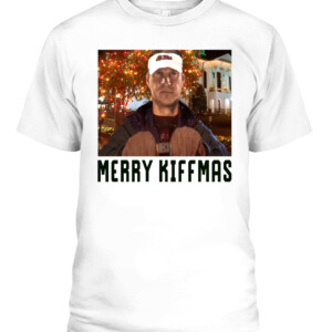 MERRY KIFFMAS SHIRT Lane Kiffin Ole Miss National Lampoon's Christmas Vacation Chevy Chase Clark Griswold CAPT white front.jpg