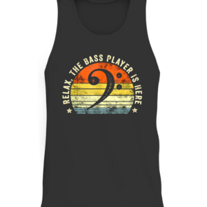 Relax The Bass Player Is Here Bassist Gifts Music Guitar T Shirt CATT black front.jpg
