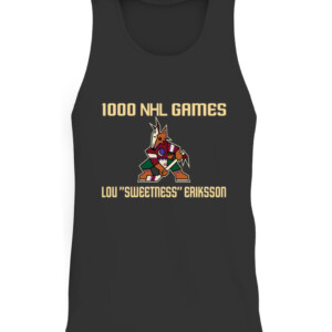 1000 NHL GAMES LOU SWEETNESS ERIKSSON SHIRT Loui Eriksson Arizona Coyotes CATT black front.jpg