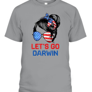 Let's Go Darwin Shirt Women Girl Lets Go USA Flag Messy Bun T Shirt CABT sport grey front.jpg