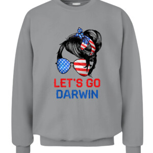 Let's Go Darwin Shirt Women Girl Lets Go USA Flag Messy Bun T Shirt CACS sport grey front.jpg