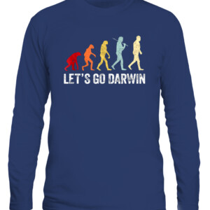 Funny Let's Go Darwin shirt Charles Darwin quote Evolution T Shirt CALS navy front.jpg