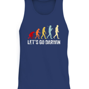 Funny Let's Go Darwin shirt Charles Darwin quote Evolution T Shirt CATT navy front.jpg