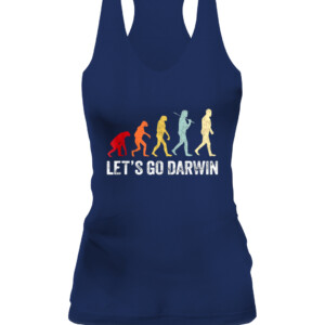 Funny Let's Go Darwin shirt Charles Darwin quote Evolution T Shirt CAWT navy front.jpg