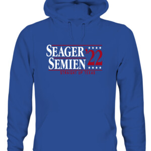 SEAGER SEMIEN '22 STRAIGHT UP TEXAS SHIRT Corey Seager Marcus Semien Texas Rangers CAUH royal front.jpg