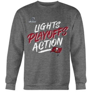 BUCS LIGHT PLAYOFF ACTION SHIRT 2021 NFC South Division Champions Tampa Bay Buccaneers Crewneck