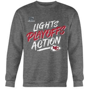 CHIEFS LIGHT PLAYOFF ACTION T Shirt 2021 AFC West Division Champions Kansas City Chiefs Crewneck
