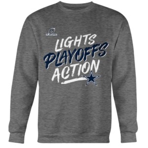 COWBOYS LIGHT PLAYOFF ACTION SHIRT 2021 NFC East Division Champions Dallas Cowboys Crewneck