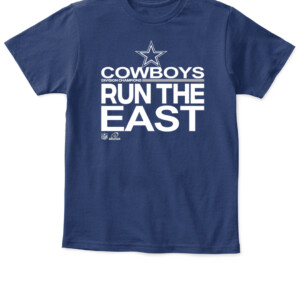 COWBOYS RUN THE EAST SHIRT 2021 NFC East Division Champions Dallas Cowboys APKT navy front.jpg