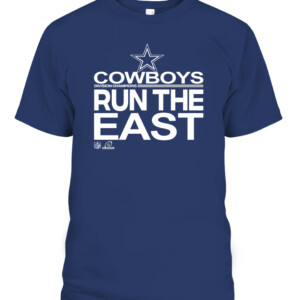 COWBOYS RUN THE EAST SHIRT 2021 NFC East Division Champions Dallas Cowboys CABT navy front.jpg
