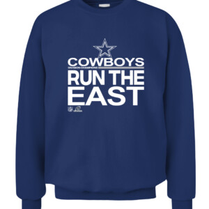 COWBOYS RUN THE EAST SHIRT 2021 NFC East Division Champions Dallas Cowboys CACS navy front.jpg