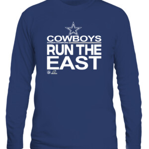 COWBOYS RUN THE EAST SHIRT 2021 NFC East Division Champions Dallas Cowboys CALS navy front.jpg
