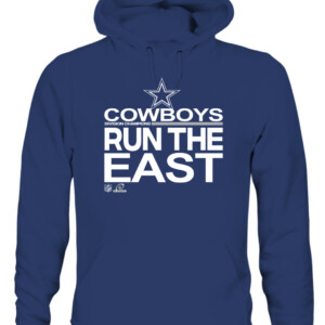 COWBOYS RUN THE EAST SHIRT 2021 NFC East Division Champions Dallas Cowboys CAUH navy front.jpg