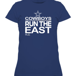 COWBOYS RUN THE EAST SHIRT 2021 NFC East Division Champions Dallas Cowboys CAWTS navy front.jpg