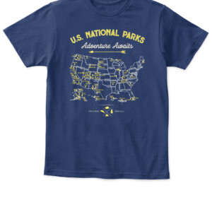 62 National Parks Map Gifts US Park Vintage Camping Hiking T Shirt All 62 National Parks Co APKT navy front.jpg